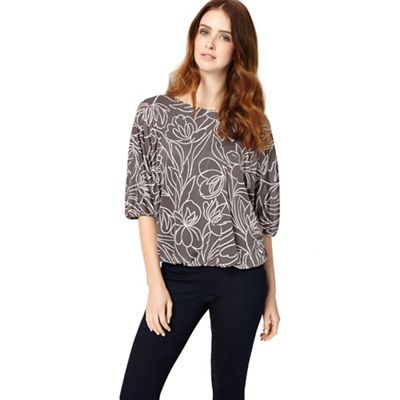 Charcoal and ivory cecily jacquard top